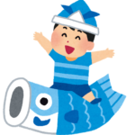 鯉のぼりに載っている男の子のイラスト
