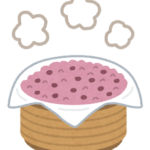 蒸し器に入ったお赤飯のイラスト