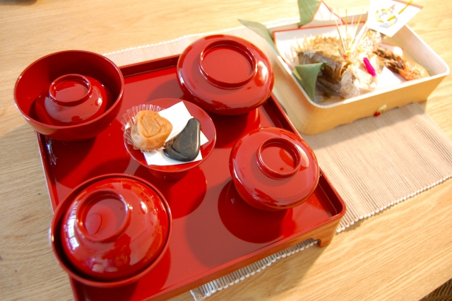 自宅で用意したお食い初め膳
