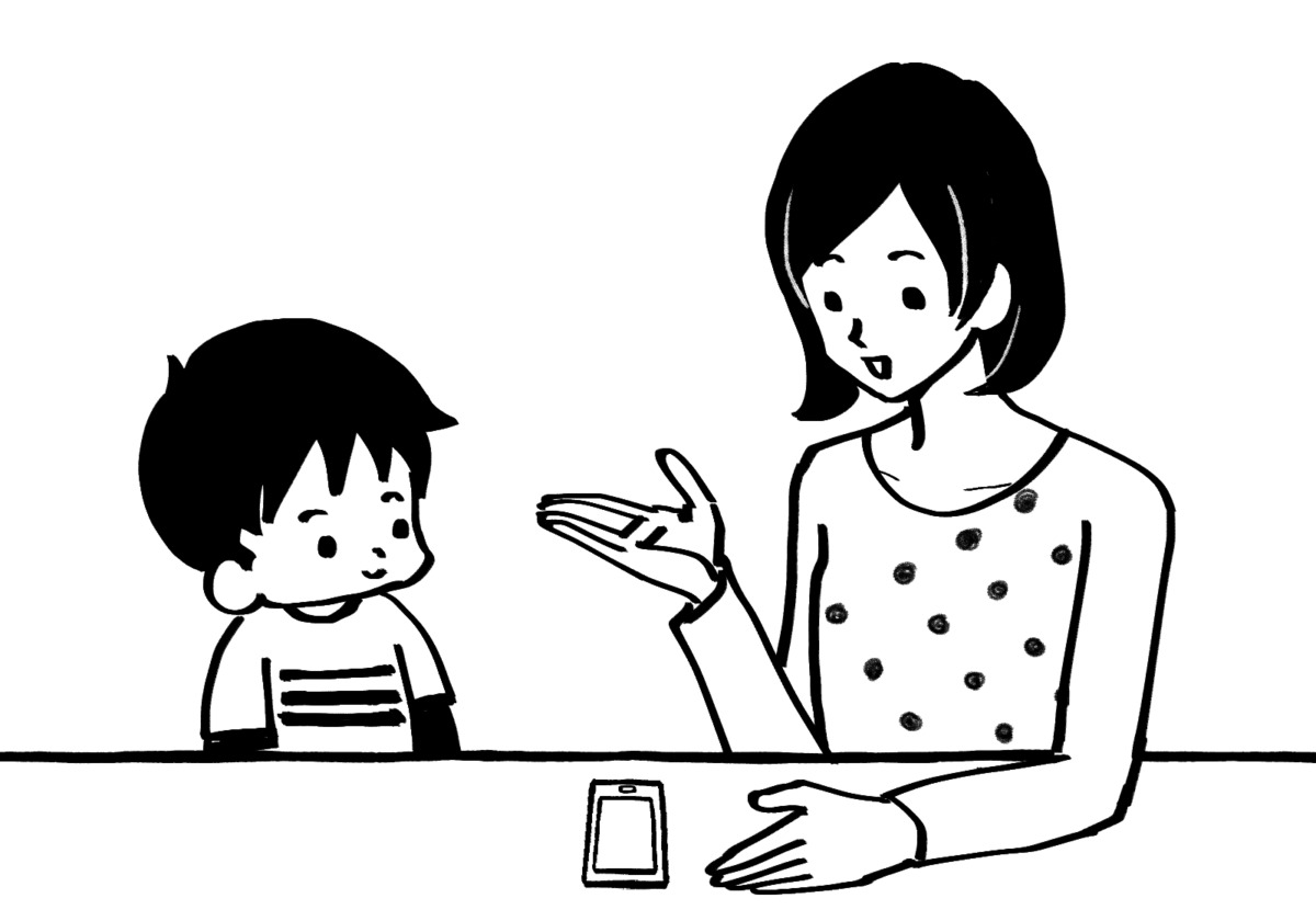 子供に携帯の操作を説明する