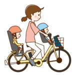 電動自転車に乗るママと赤ちゃん